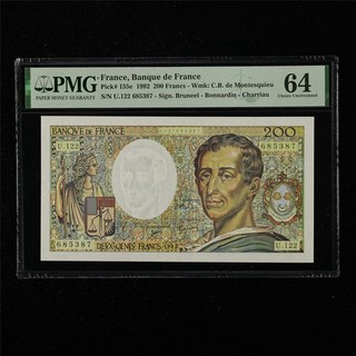 1992 France Banque De France 200 Francs Pick#155e PMG 64 Choice UNC