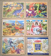 Melissa  Doug Wooden Puzzle Lot of 5 With Activity Book - Under The Sea, Barn