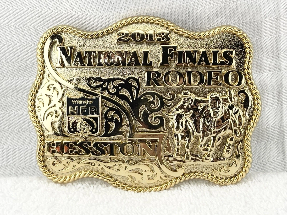 Boucle De Ceinture De Rodéo Vintage Hesston 1986 - Métal, NFR National Finals