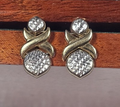 Bicolor X-Ohrstecker 925 STERLING SILBER & 10KT GOLD OHRRINGE 1/10 limitiert SFG gestempelt