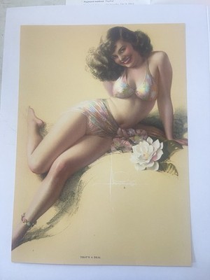 Vintage Rolf Armstrong  That s A Deal  Pin-Up Print - Brown & Bigelow 1947 Mount