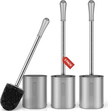 Compact 3-Pack Toilet Brush  Holder, Stainless Steel, Drip-Proof