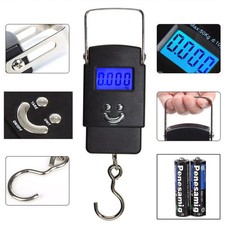 LCD Electronic Fishing Scale Portable Digital Luggage Weight Hanging Hook 50KG