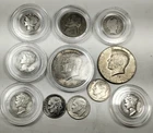 11 Silver Coins $ 1.85 Face Silver Lot Kennedy Half, Mercury & Roosevelt Dimes +