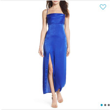 Show Me Your Mumu Medium Winslet Gown Dress Long High Slit Spaghetti Strap Blue
