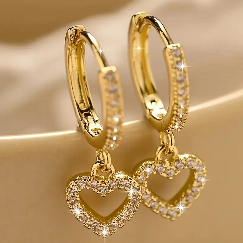 Pendientes colgantes de aro con racimo de cristal de oro de 18 quilates para mujeres niñas joyas regalo Reino Unido