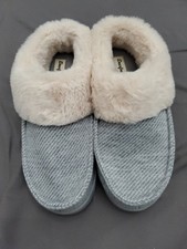 Dearfoams Women's Deluxe Memory Foam Slippers L 9-10 Gray