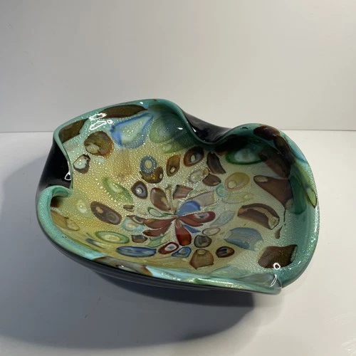 Vintage Italian Murano Mid Century Tutti Frutti Art Glass Bowl.