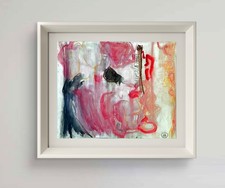 Original Colorful Abstract 11x14 Acrylic Painting on Paper, Holly Hammond