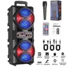 3000W Portable Bluetooth Party Speaker Subwoofer Heavy Bass Sound System Mic