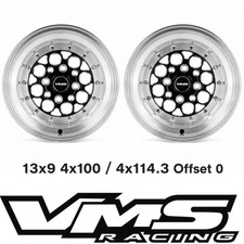 Set Of Two 13x9 Vms Racing Revolver Rims Drag Wheels 4x114.3 Et 0 Backspace 5 In