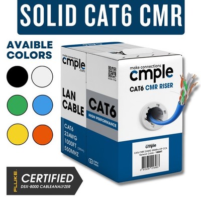 Cat6 Riser Ethernet Cable 1000ft CMR 23AWG UTP 550MHz Bulk In-Wall Pull Box