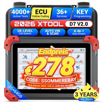 XTOOL D7 2.0 Bidirektionales Scan Tool OBD2 Diagnosegerät Alle System ECU Coding