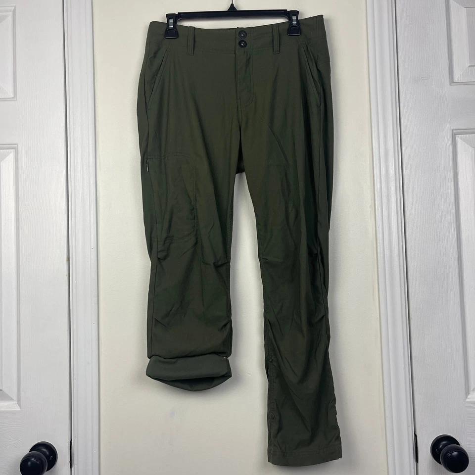 Pantalones Prana Halle para mujer 10 pantalones cortos de senderismo enrollables de nailon elásticos verde oliva Foto 3 de 4