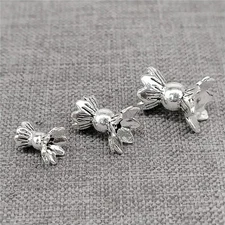 5pcs of 925 Sterling Silver Double Lotus Flower Bead Caps for Bracelet Necklace