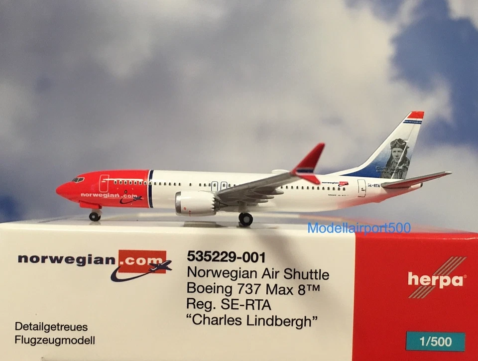 Herpa Wings 1:500  Boeing 737 Max 8  Norwegian Air  535229-001  Modellairport500