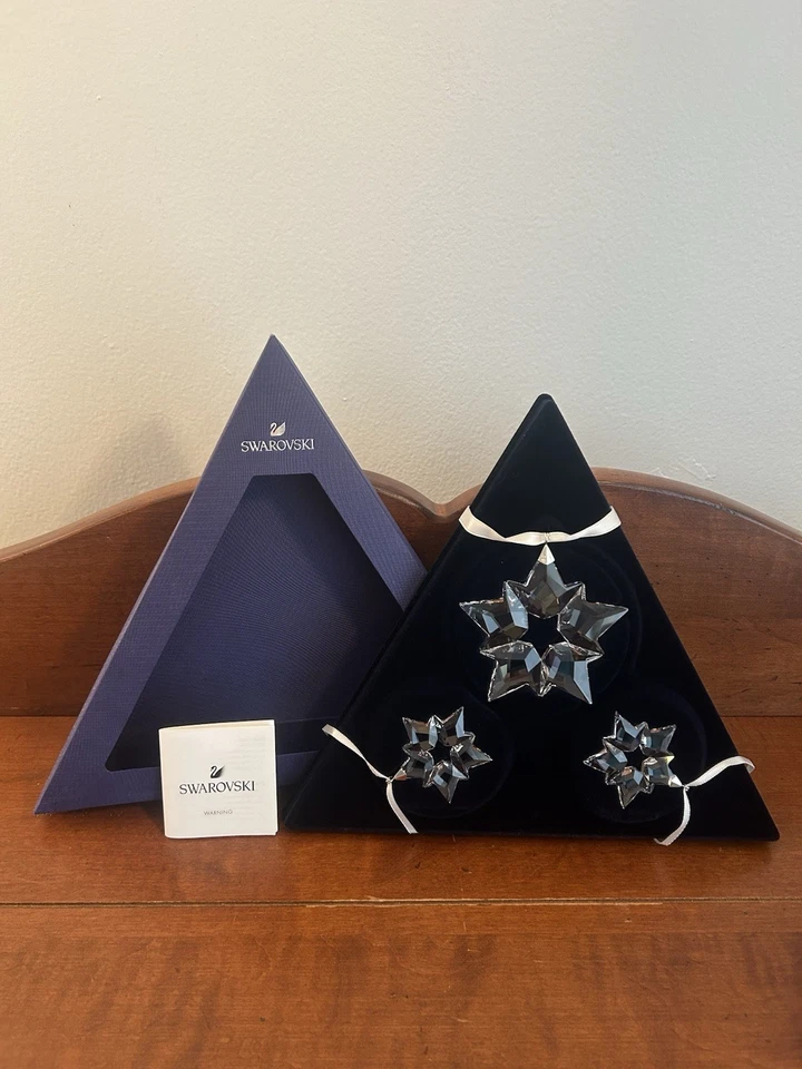 "Adornos de vidrio de copo de nieve de cristal de Swarovski de 3"" y 1,75""" Foto 2 de 4