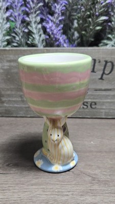 Egg Cup Pastel Multicolor Bunny Springtime Easter Egg Holder Rabbit Decor