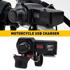 Motorcycle Waterproof Phone USB Power Charger Voltmeter Cigarette Lighter Socket