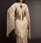 Women's Premium Leather Western Powwow Regalia Wedding Dress, Boho Festival Wear