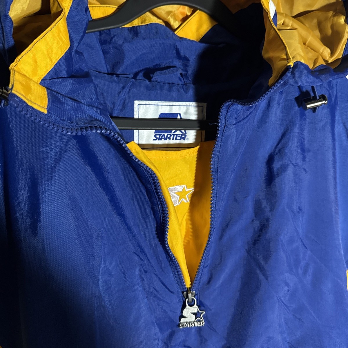 VTG 90s NBA GOLDEN STATE WARRIORS STARTER PULLOVER JACKET 1/4 Zip 