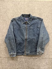 Pendleton Denim Trucker Jacket L Western Wear Southwestern Aztec Wool Back VTG