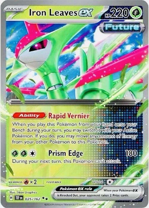 Iron Leaves ex 025/162 SV05: Temporal Forces Holo Pokémon Card 🔥 Rare Chase TEF - Image 2 of 3