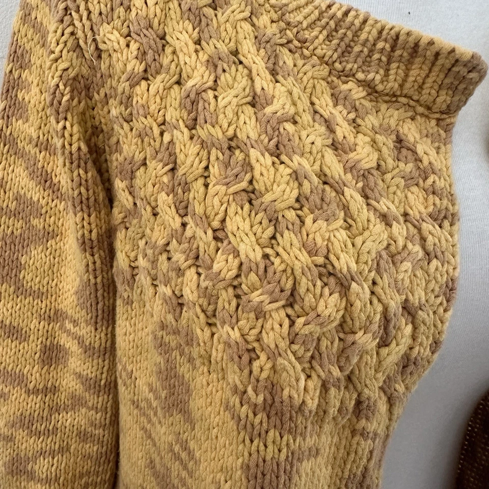 Anthropologie Sparrow Cardigan sweater womens Medium Yellow Cable Knit Cotton - Image 4 of 4