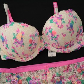NEW Victoria's Secret VTG PINK Lace Cheekster Push up Bra Panty Set SMALL 34D