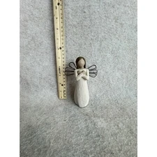 Willow Tree Angel Figurine "Sign for Hope" White Textured Wings Crossed Arms