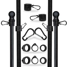 Pack 2 - FFN 5’ Foot Premium Tangle-Free Carbon-Fiber Flag Pole with 2 Flag...