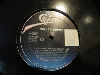 WILL TO POWER '' SAY IT'S GONNA RAIN ''   12'' MAXI-SINGLE