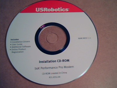 USRobotics Installation CD-ROM : 56K Performance Pro Modem NAM MOH 1.5 