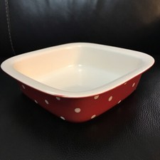 Spode Baking Days Square Baker Red w/ White Polka Dots 10” X 10”. New