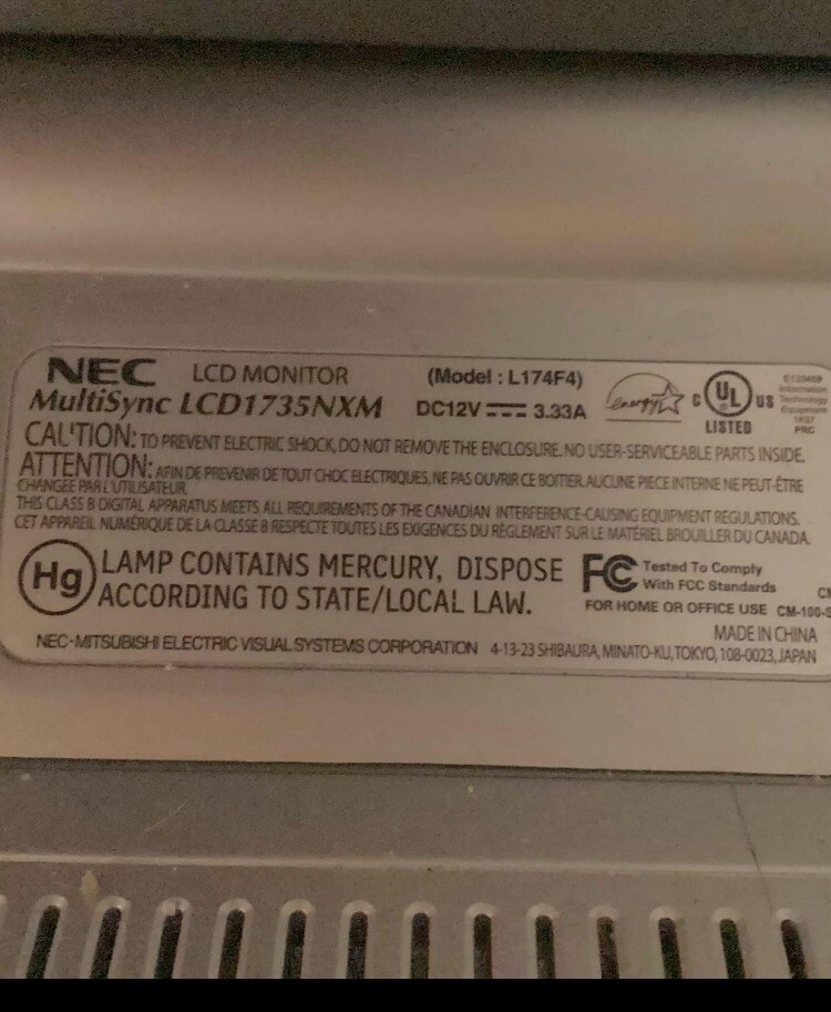 Nec MultiSync LCD Monitor LCD1735NXM 17” Built-in Speakers | eBay