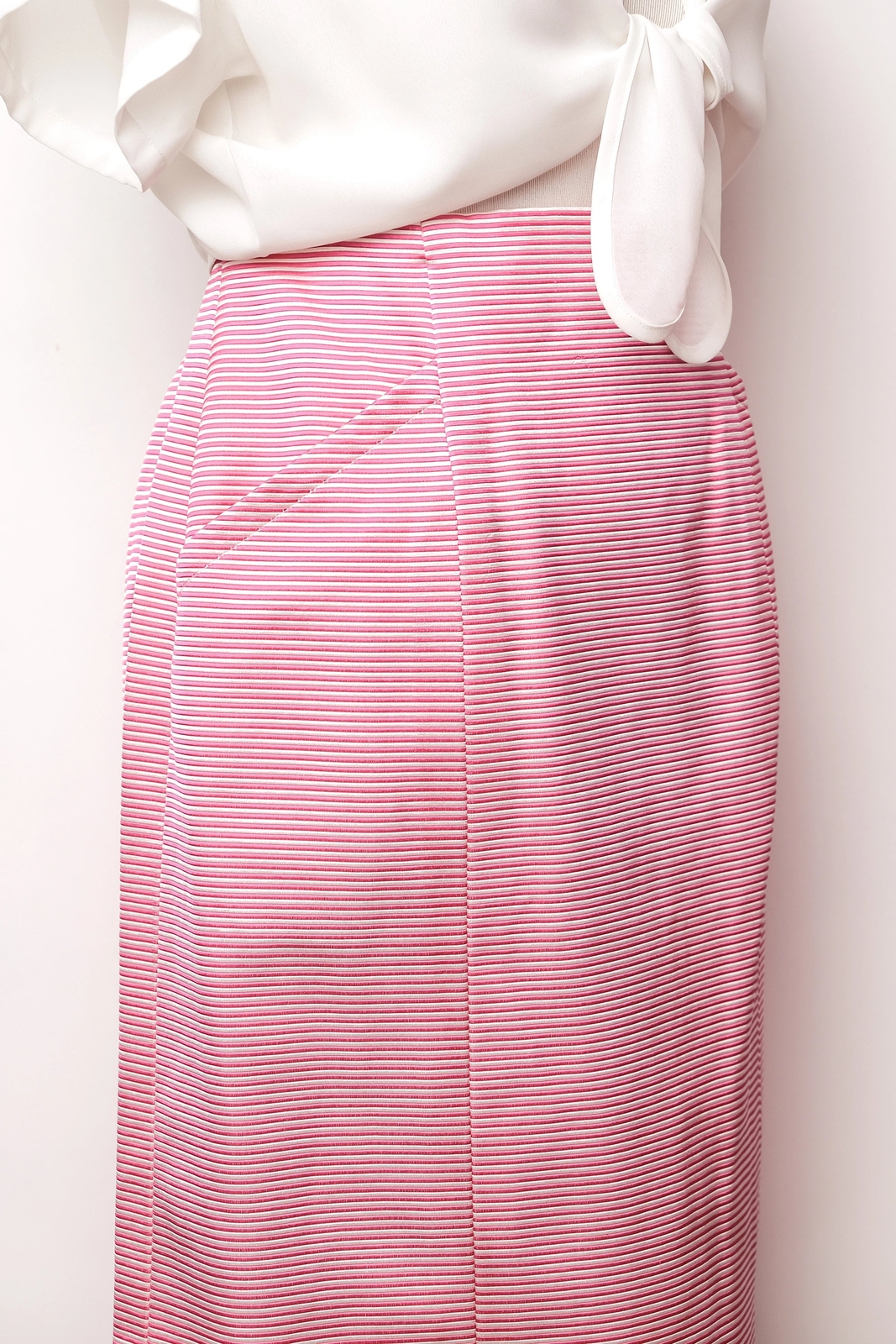 Yves Saint Laurent set tuta gonna giacca righe rosa bianco caldo anni 80 US 10 L