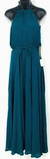 Lulus Women Maxi Dress Size Small S Blue Halter Neckline Drawstring Grecian New