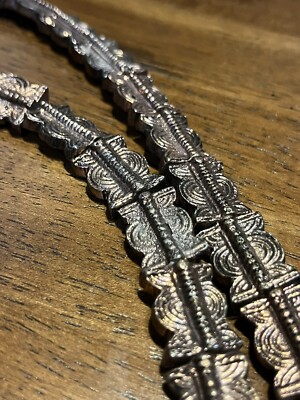 Vintage Old Stock Copper Tone Patterned Boho  Metal Bead Strand 10in