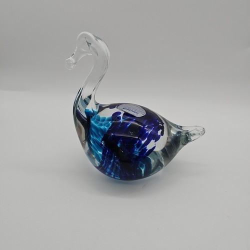 Murano Art Glass Decorative Swan Figurine/Paperweight Blue Swirl - Picture 4 of 9