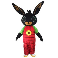 BING Maskottchen Hase schwarz rot Kostüm Erwachsene Profi Animation Cosplay