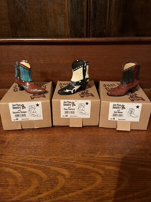 JUST PLAIN COUNTRY ADORABLE WESTERN BOOT DECOR 3 PC SET 3''X 4'' NIB 