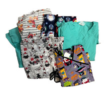 UA Scrubs Size Small Women  s 6 tops 2 plain Green 2Xmas 1 Halloween 1 Flo  Str