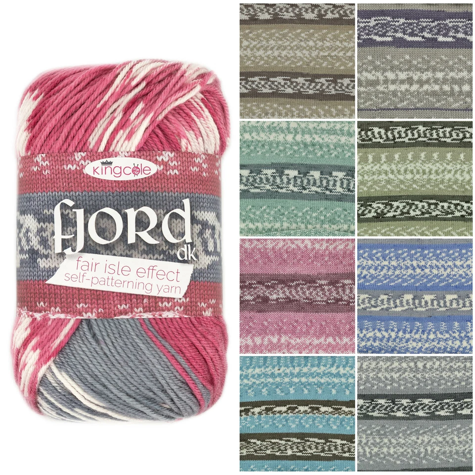 FJORD DK Knitting Yarn by King Cole * Mock Fair Isle Effect Yarn * 100g Ball ...