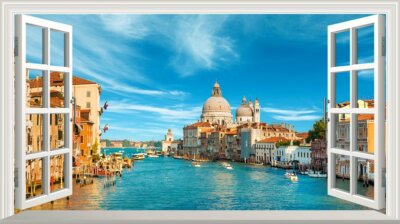 Venedig Canal Grande 3D Magic Window Wandbild Selbstklebend Aufkleber Poster V3*