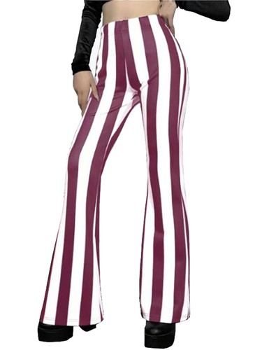Damen hochtailliert ausgestellter Glockenboden farbig Block gestreift Yogahose Clubwear - Bild 5 von 12