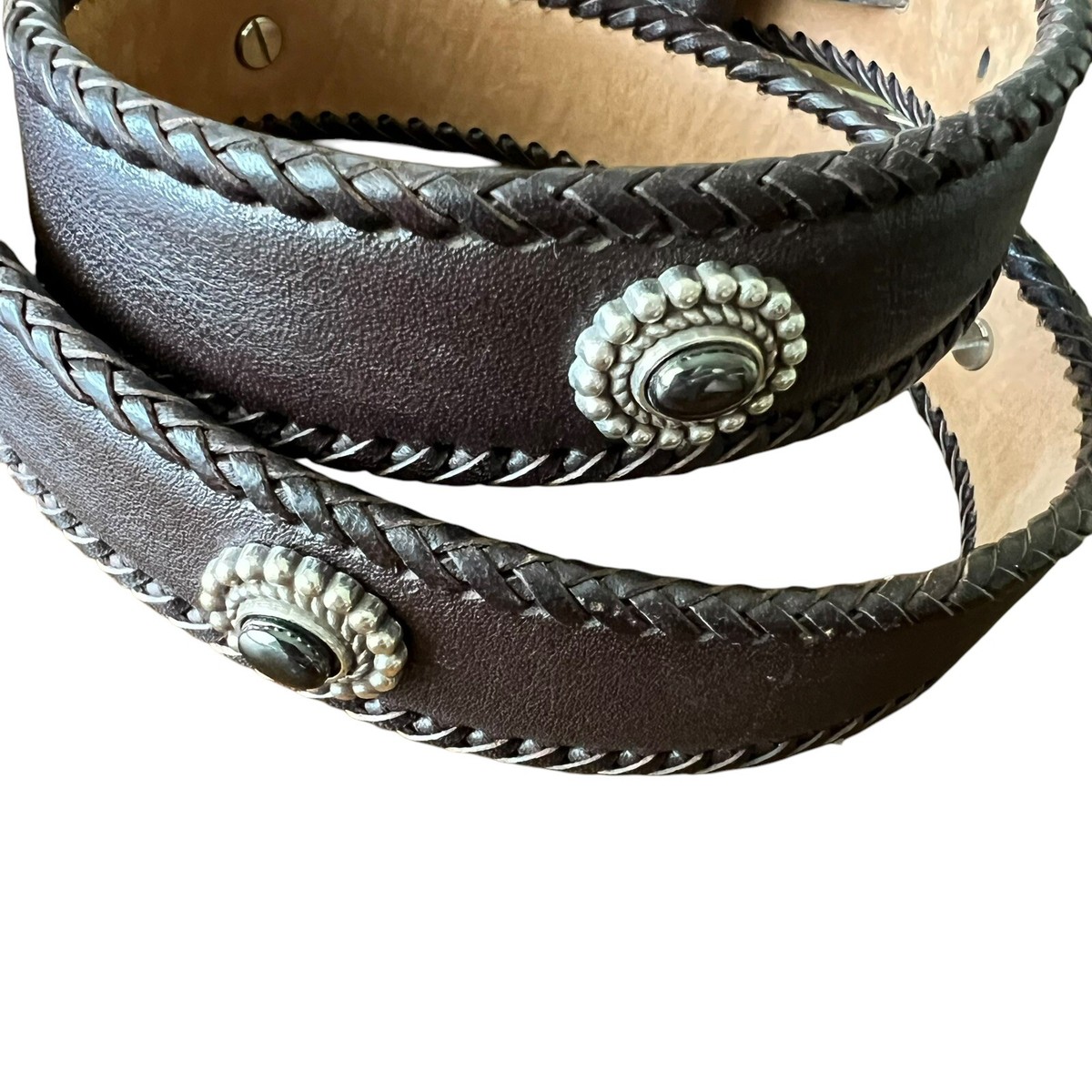 Brighton Brown Braided Medalion Belt Sz S-M (30) Brighton Brown Leather Belt - Etsy main image 3