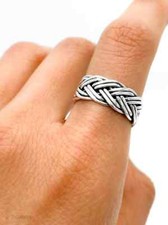 Woven Ring, Braided Ring 925 Sterling Silver Wide Band  Handmade Ring All Size