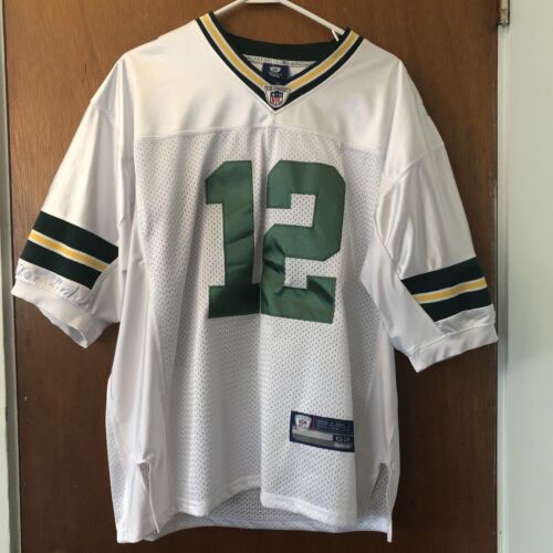 Aaron Rodgers Green Bay Packers Jersey #12 Reebok On Field Size 52 White Stitch - Afbeelding 1 van 13