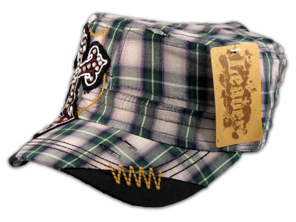 Крест на зеленый клетку Cadet крышка военного шляпа состаренный козырек - Изображение 3 из 4