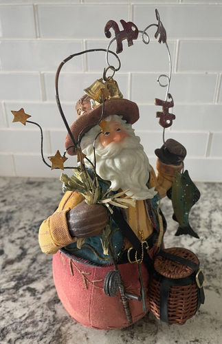 Christmas Roly Poly Fisherman Santa Figurine 9" - Picture 2 of 7